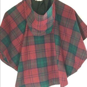 ONeil of Dublin girls burgundy & green tartan Hooded Cape Sz M